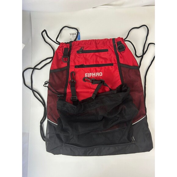 EIFHAO Basketball Drawstring Backpack Soccer Volleyball String Bag Red - Picture 1 of 6
